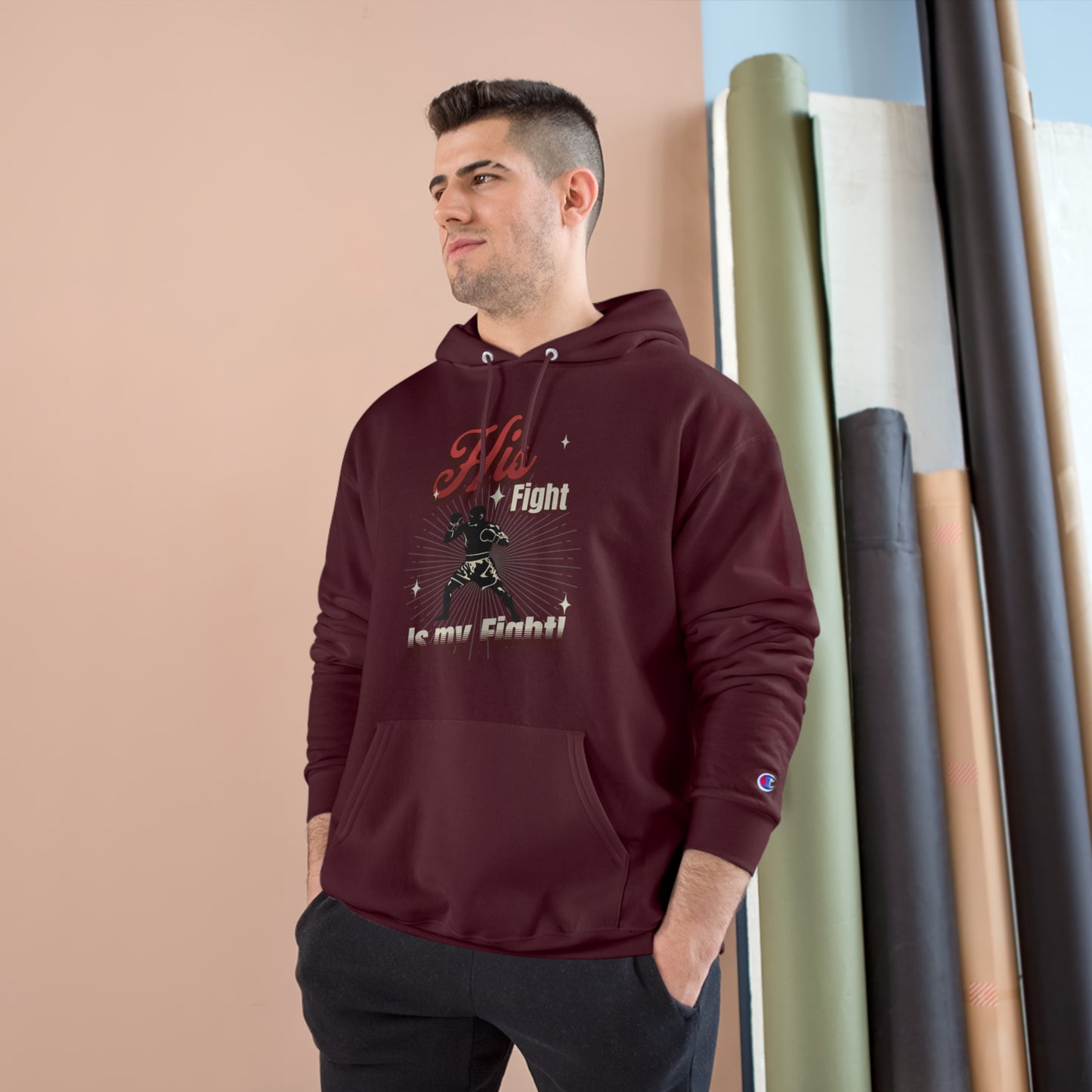 Athletic Champion Hoodie- Autism Awareness - His Fight, is my Fight.