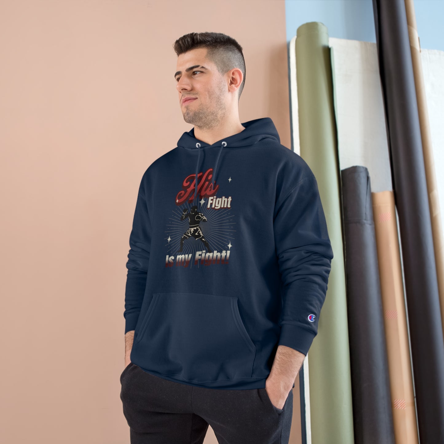 Athletic Champion Hoodie- Autism Awareness - His Fight, is my Fight.